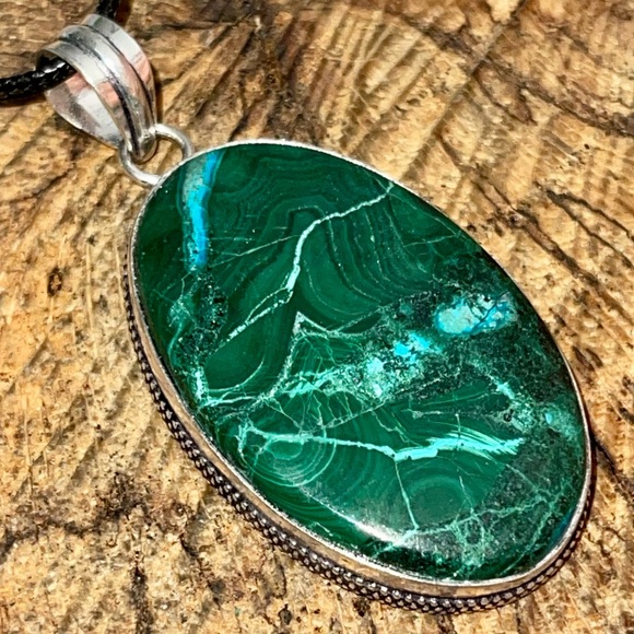 Azurite Malachite Crystal Pendant 2 1/4” - Picture 8 of 12